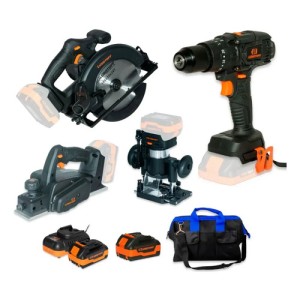 Kit Lusqtoff Taladro Percutor Sierra Circular Cepillo Router