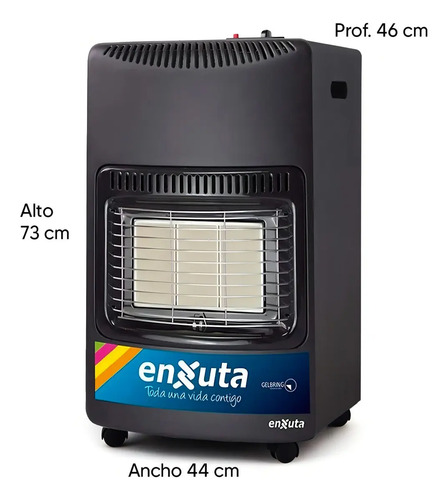 Estufa A Gas Enxuta Eenxgv2 Gris Oscuro Con Válvula De Seguridad Y 3 Niveles De Potencia - Imagen 2