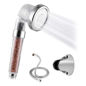 Telefono Ducha Duchero Filtro Piedras Volcanicas C/ Manguera Plateado Cromado