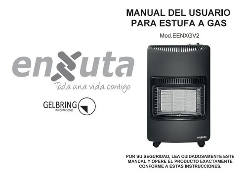 Estufa A Gas Enxuta Eenxgv2 Gris Oscuro Con Válvula De Seguridad Y 3 Niveles De Potencia - Imagen 5
