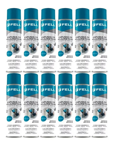 Espuma Poliuretano Expandido 750ml Pack 12u Fell Apta Madera Metal