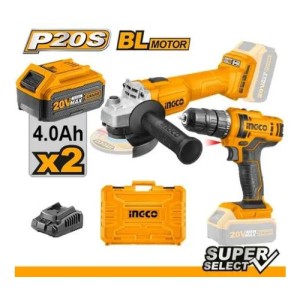 Kit Atornillador Amoladora 20v Bateria Ingco Ckli20157 Naranja Claro 50/60hz