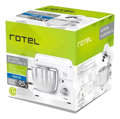 Batidora Planetaria Rotel 1500w Bowl Inox 5 Litros 8 Vel - Imagen 4