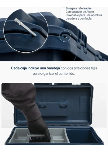 Caja De Herramientas Bremen 8330 De Polipropileno De Alta Resistencia 40cm X 19cm X 18cm Azul - Imagen 7