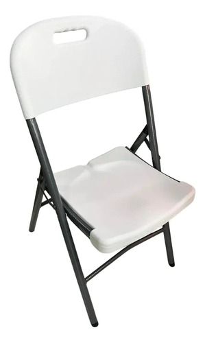 Silla Plegable De Plástico Y Acero Para Jardín Camping Blanco - Imagen 3