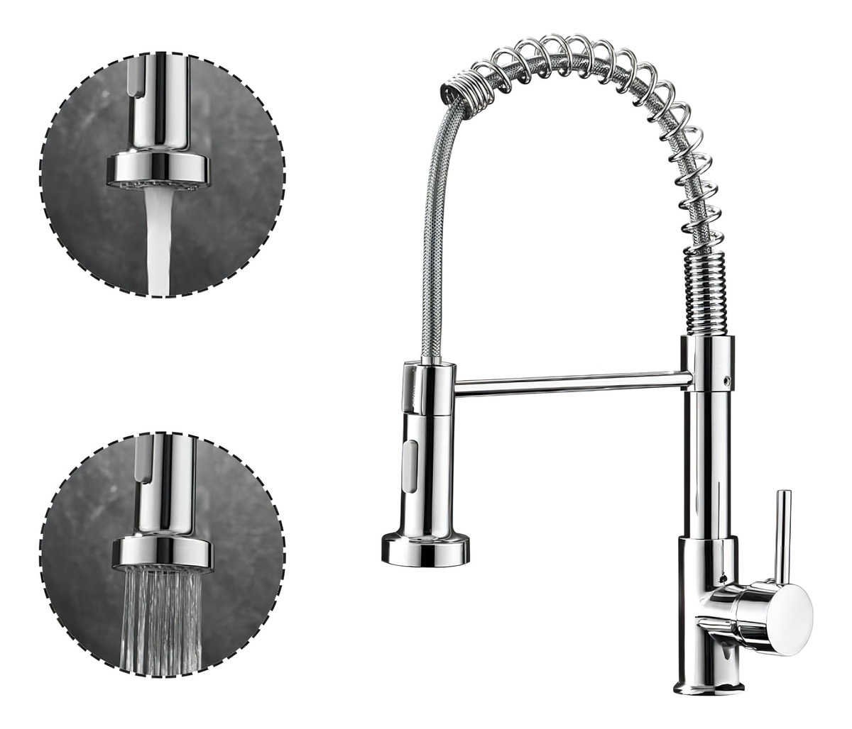 Grifo Canilla Monocomando 360º Cocina Baño Acero Inoxidable Acabado Cromado Color Plateado - Imagen 3