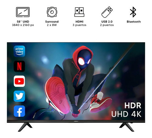 Televisor Led Smart Enxuta 58 4k Ledenx1258sdf4kl Linux - Imagen 4