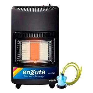 Estufa Gas Enxuta Eenxgv2 Negra Para Interior Con Seguridad Y Ruedas Negro