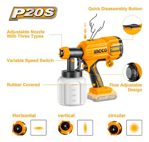 Pistola De Pintar Inalambrica Ingco - Imagen 4
