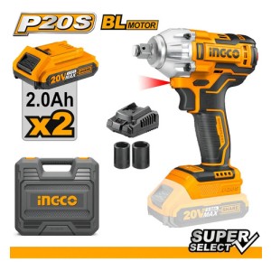 Llave De Impacto C/2 Bat Y Maletin Ingco Ciwli2038 Color Amarillo