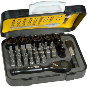 Juego De 39 Piezas Puntas Tubos Y Llave Crique Stanley 13906 Negro