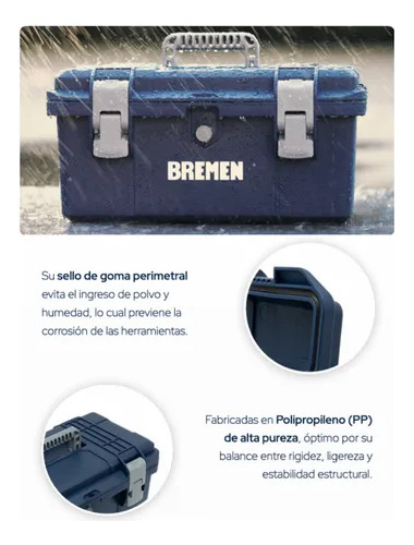 Caja De Herramientas Bremen 8330 De Polipropileno De Alta Resistencia 40cm X 19cm X 18cm Azul - Imagen 10