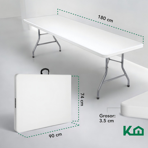 Mesa Plegable 1.80 Mts Portatil Portafolio Eventos Jardin Color Blanco - Imagen 12
