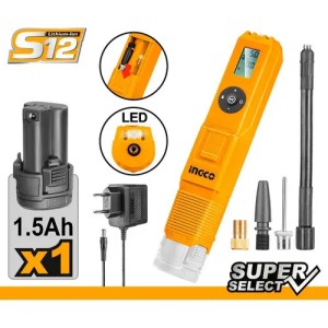 Mini Compresor Inflador A Bateria 12v Ingco Cacli12011 - Smf Color Anaranjado Frecuencia 50/60