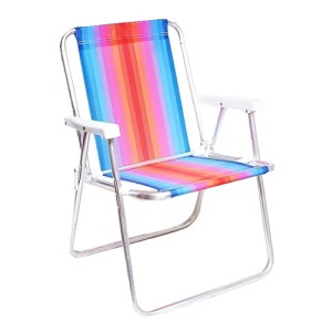 Silla Plegable Aluminio Mor Rayas Colores Alta - Garageimpo Naranja - Azul Rojo/azul