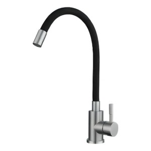 Monocomando Flexible Para Cocina De Mesada Rimontti Negro Cromado