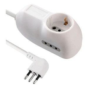 Alargue Zapatilla De 3 Tomas Electraline Schuko + 2 Tres En Líneacolor Blanco Largo Del Cable De 3m 10a