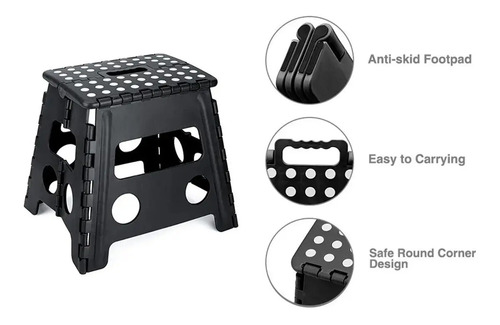 Banqueta Banco Plegable Escalera Plastico Reforzado 32 Cm Ne - Imagen 3