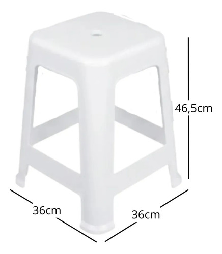 Banqueta Banco Taburete Plástico Resistentes Liso Blanco - Imagen 3