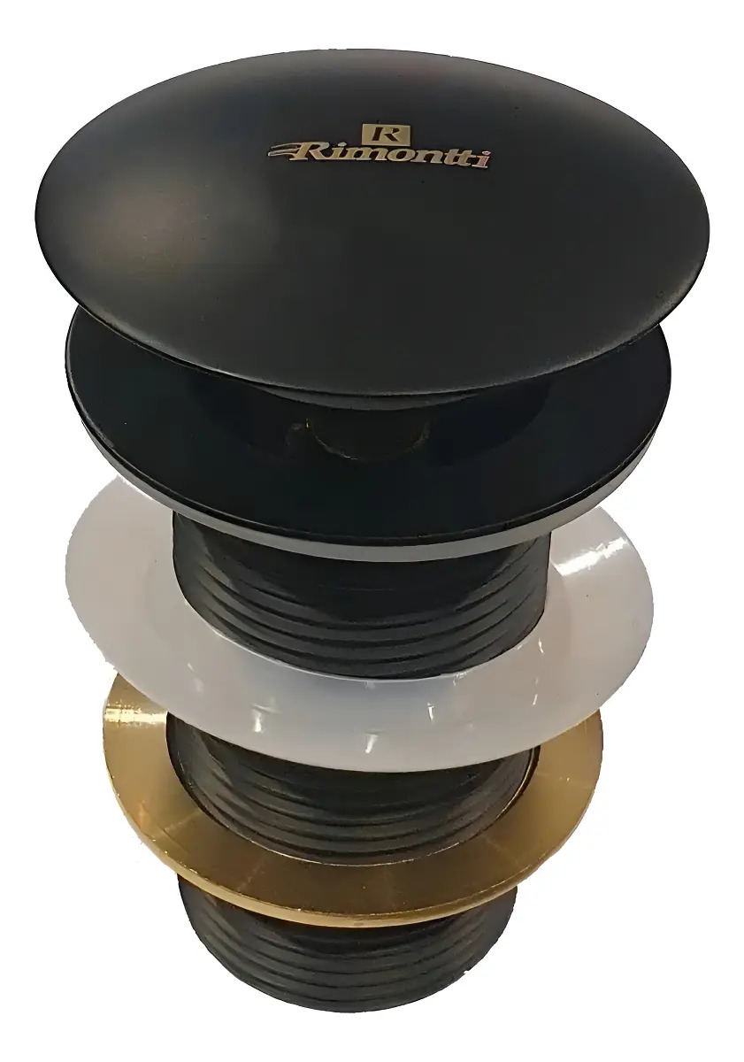 Valvula Tip Top Bronce Touch Rimontti Bacha Lavatorio Bidet Acabado Mate Color Negro