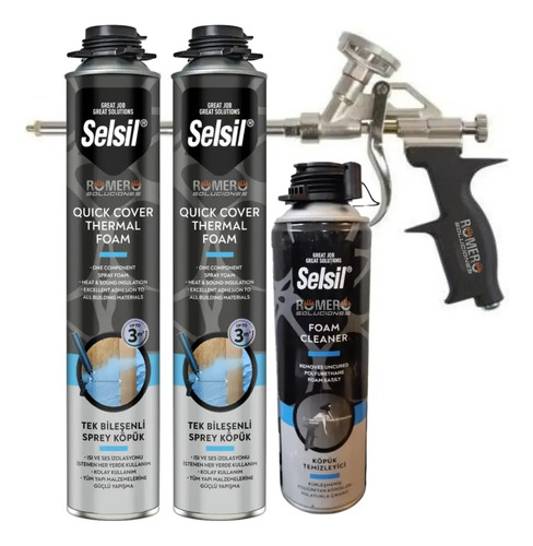 Kit 2 Espumas Proyectable Selsil 850ml+cleaner 500ml+pistola