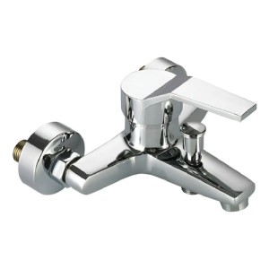 Monocomando Tushop Pileta Baño Acero Inoxidable Brillante Montaje Pared Plateado