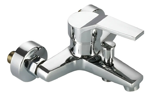 Monocomando Tushop Pileta Baño Acero Inoxidable Brillante Montaje Pared Plateado