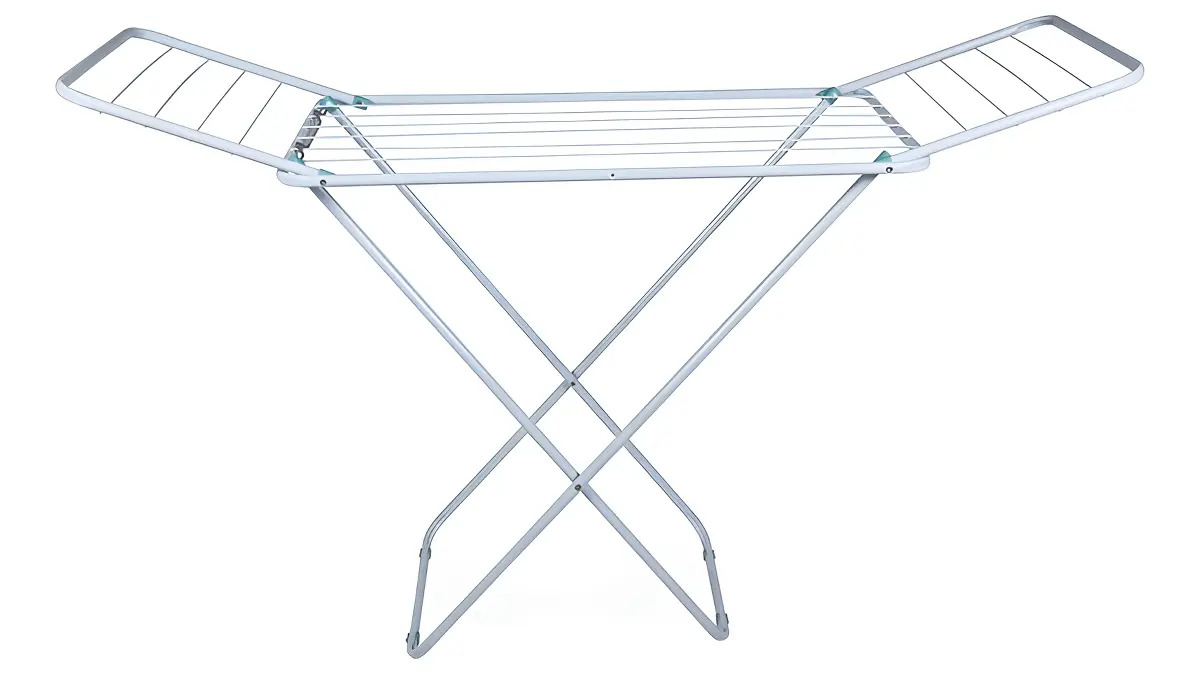 Tendedero Plegable Tender De Piso Acero Negro Mor Con Alas Color Blanco - Imagen 2