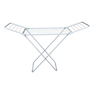 Tendedero Plegable Tender De Piso Acero Negro Mor Con Alas Color Blanco