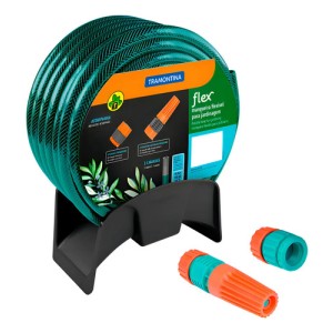 Kit Rollo De Manguera 21mt + Soporte Y Puntero Tramontina (R)