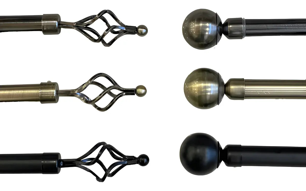 Barra Cortina Extensible Acero Inoxidable 1-2m 28mm Negro Lumiere Con Kit 11 Espiral Negro