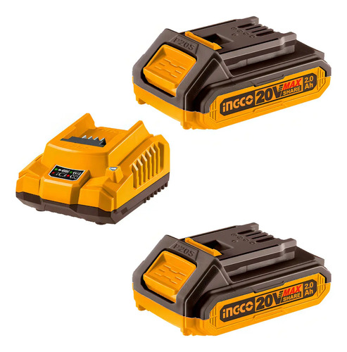 Set De 2 Baterias 20v 2ah Incluye Cargador Ingco Fbcpk1222