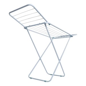 Tendedero Plegable Tender De Piso Acero Negro Mor Con Alas Color Blanco