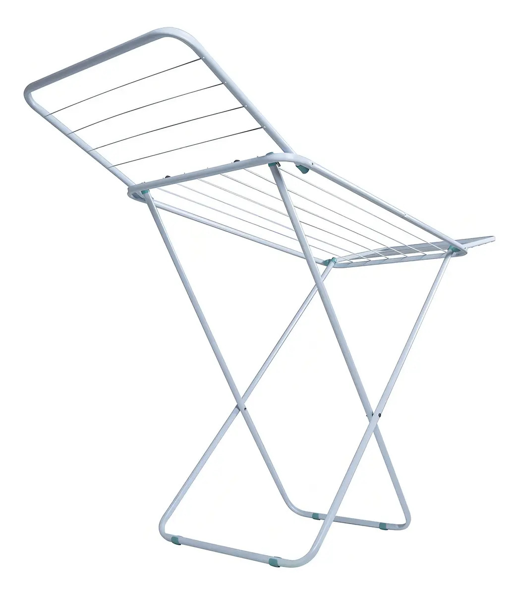 Tendedero Plegable Tender De Piso Acero Negro Mor Con Alas Color Blanco