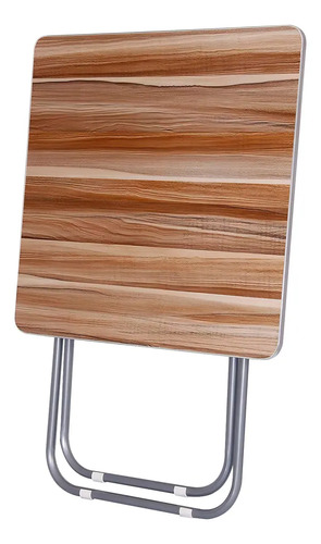 Mesa Plegable En Acero Inoxidable Y Mdf 60x60cm Altura 70cm Marrón Claro/gris - Imagen 3