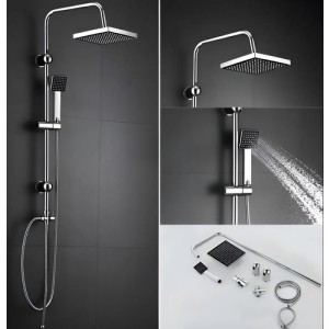 Barral Columna Ducha Acero Inox. Roseta Y Teléfono C Negro