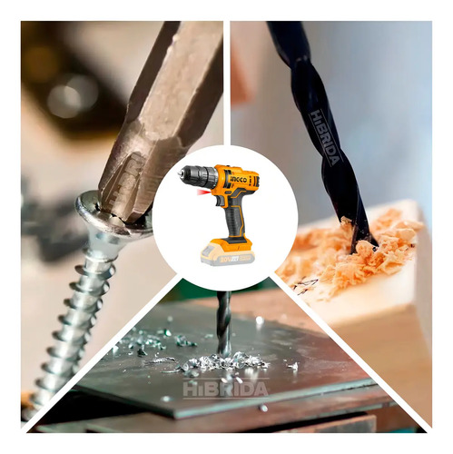 Set Taladro Atornillador + Amoladora + Linterna Ingco Puntas Color Amarillo Frecuencia 50hz 60hz - Imagen 2