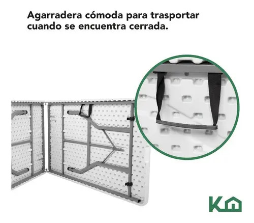 Mesa Plegable 1.80 Mts Portatil Portafolio Eventos Jardin Color Blanco - Imagen 4