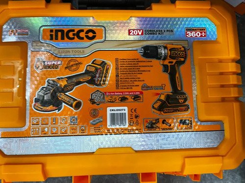 Combo Atornillador C Percutor (cidli20602) Mas Amoladora (cagli21154) 2 Bat Carg Mas Valija Ingco Ckli20273 Naranja Claro 50hz/60hz - Imagen 6
