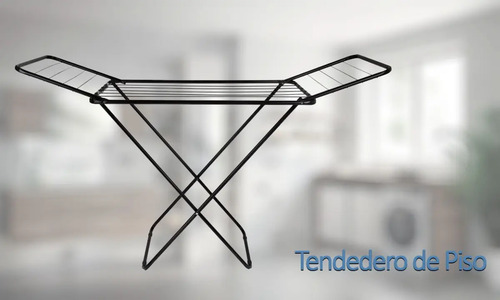 Tender Para Ropa Con Alas Reforzado Plegable Varillas Negro - Imagen 8