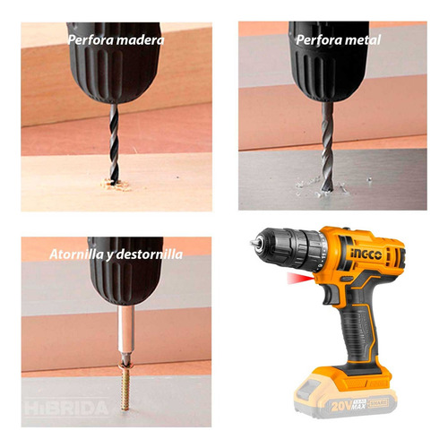 Set Taladro Atornillador + Amoladora + Linterna Ingco Puntas Color Amarillo Frecuencia 50hz 60hz - Imagen 7