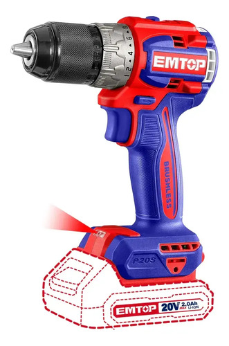 Taladro Atornillador S/bat 20v Compact Brushless Emtop