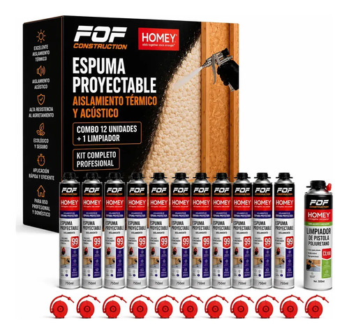 Poliuretano Proyectable Caja 12unds + Cleaner Limpiador