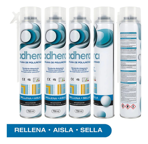 Pack 12 Espuma Poliuretano Adhera 750ml Alta Expansión