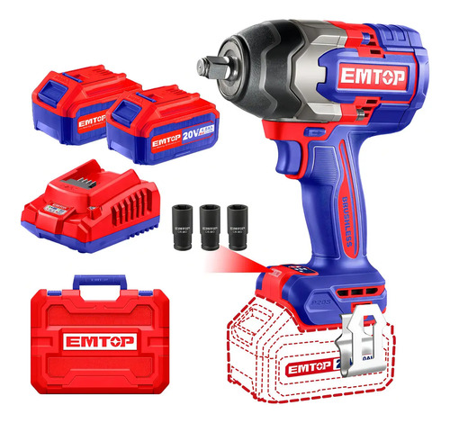 Llave de impacto inalámbrico Emtop ECIWL2085-4