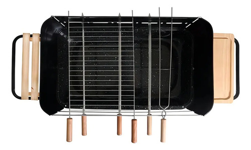 Parrillero Parrilla Portátil Mor Jardín Rodeio A Carbon. Movil Con Ruedas, Mesas Auxiliares Y Accesorios Negro - Imagen 5