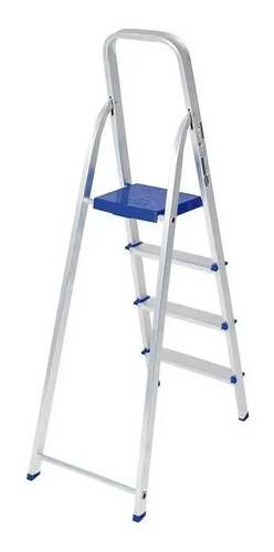 Escalera Aluminio Mor 4 Escalones 85cm Altura Utilizable Color Plateado/azul - Imagen 3