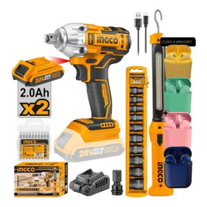 Kit Herramientas Ingco COSLI23011 con Llave de Impacto 20V y Linterna Recargable