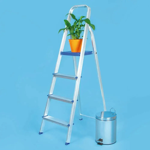 Escalera Aluminio Mor 4 Escalones 85cm Altura Utilizable Color Plateado/azul - Imagen 11