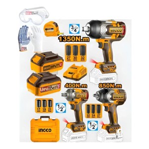 Kit 3 Llaves De Impacto 1350nm +850nm +400nm +2bat 5ah Ingco